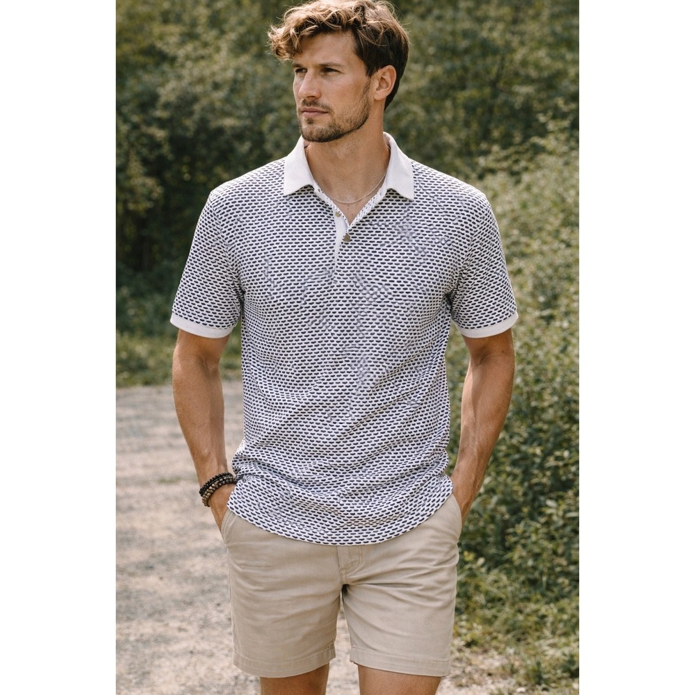 Selected Homme Polo Shirt Casual Golf Preppy White Navy Organic Cotton‎ 2XL
